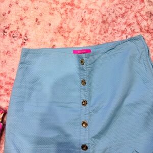 Blue Button-Front Skirt
